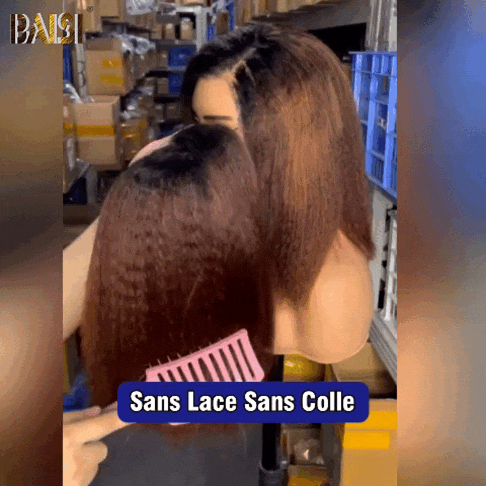 BAISI Acquista almeno 2 parrucche al prezzo di fabbrica fornitore Parrucca Kinky Straight Nero Marrone 1BT4# Senza Colla Lace già tagliata Facile da Indossare in 100% Capelli Umani (Nessun Codice Necessario)