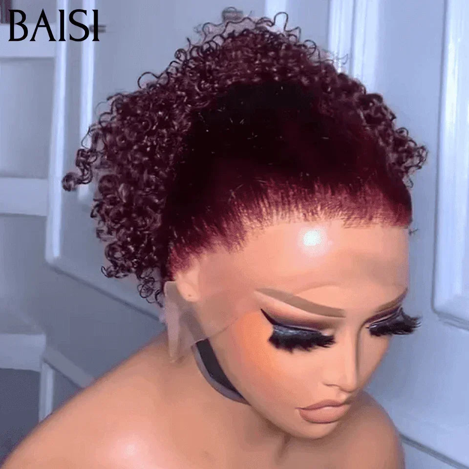 BAISI perruque 360 Frontal curly wave 16 Pouces en Couleur 99J# 160€ en 100% Raw Hair MP50