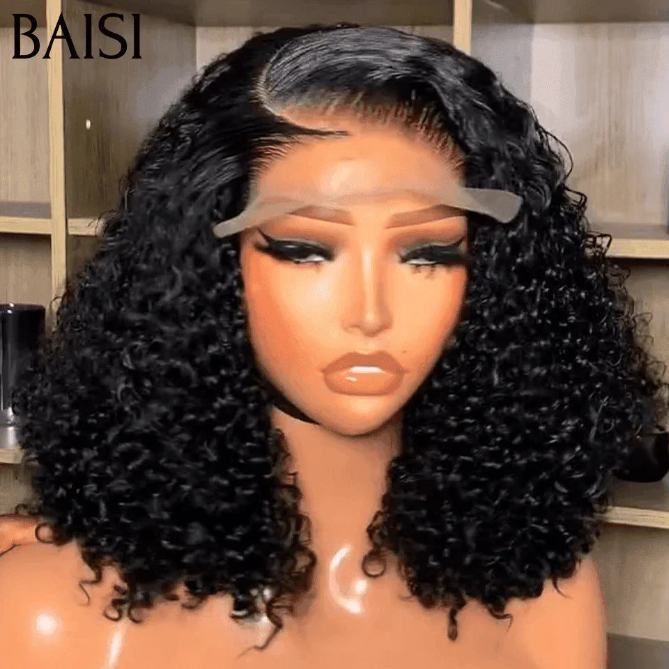 BAISI Bob Ricci Parrucca Riccia 8 POLLICI 100% Capelli Umani 200% Densità C