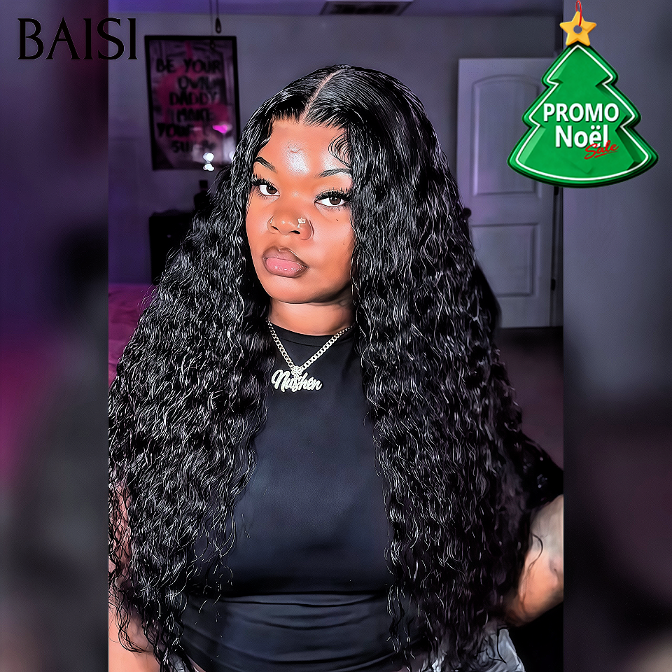 BAISI PROMO Peruca Lace Frontal Curly Wave Cor Preto 30 polegadas 209€ em 100% Cabelo Humano