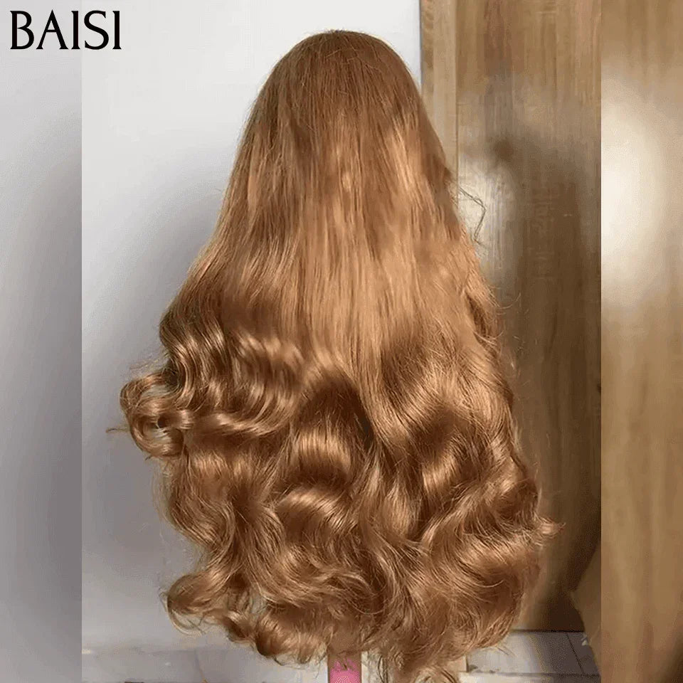 BAISI 13X4 lace Perruque BOUNCY Naturelle wave 20 Pouces En Couleur miel 27# en 100% Cheveux Humains MP50