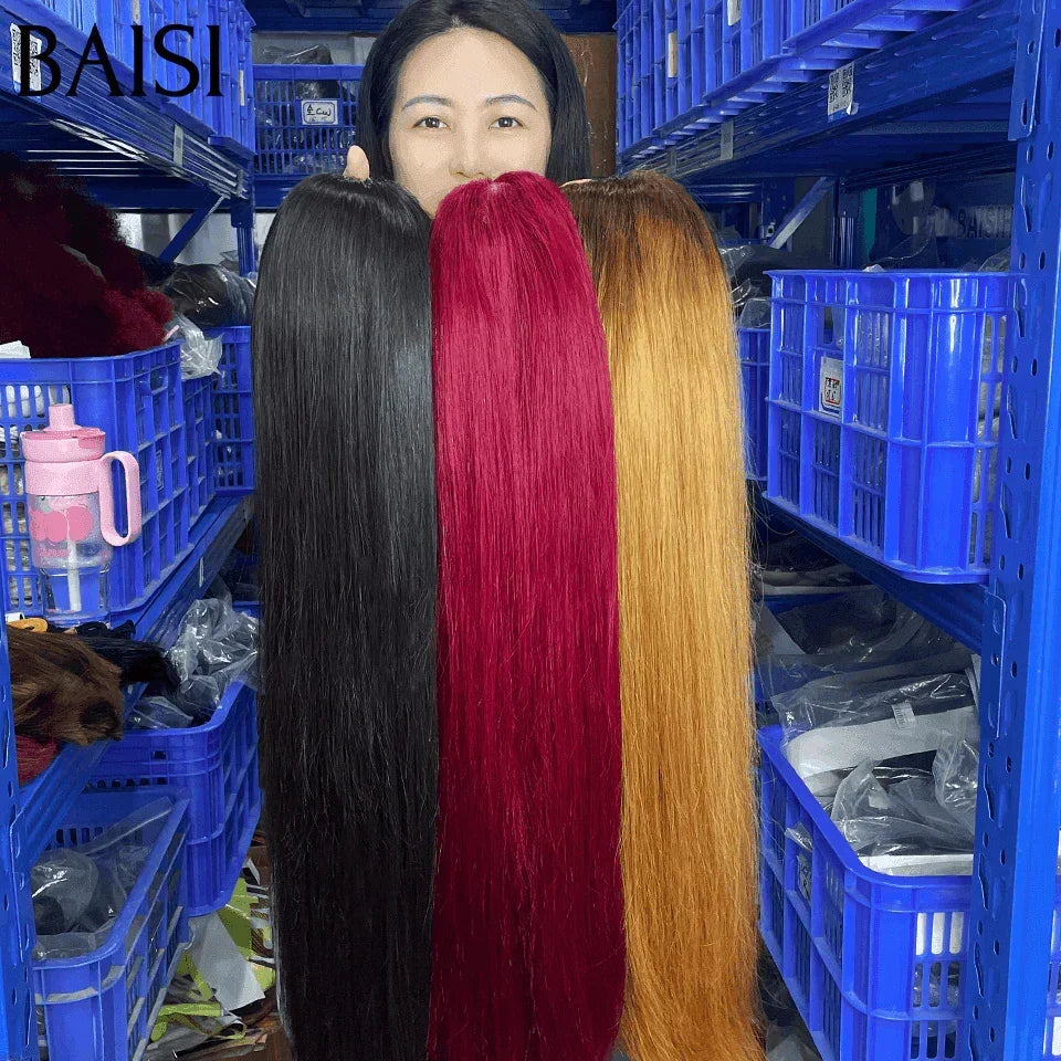 BAISI Meilleure qualité Vietnnam hair en Promo 3 Perruques 339€ 30 pouce de luxe Lisse 3 Couleurs NOIR ou 99J ou 4T27# 2X6 lace en 100% Cheveux Humains BS65