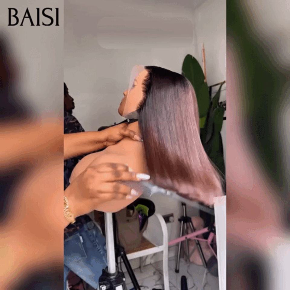 BAISI HAIR FR lace frontal Perruque carrée lisse en couleur 1BT4# en 100% vrais cheveux humains