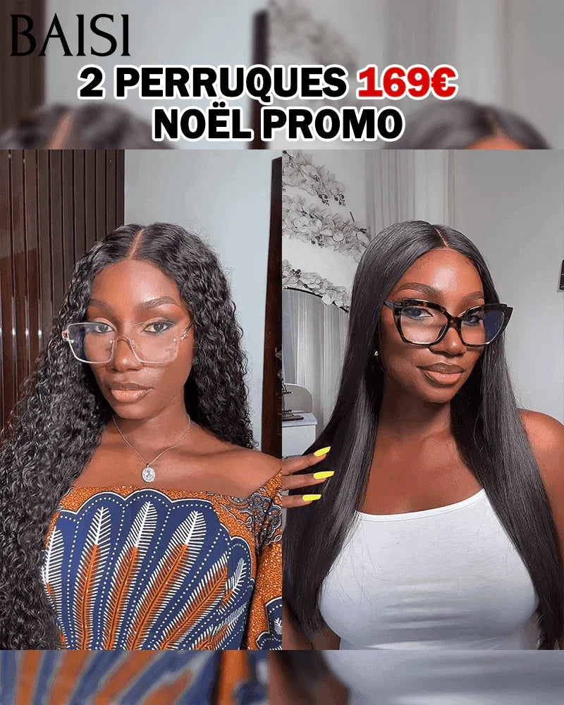BAISI vente flash 2 Perruques 169€ 4X4 lace curly wave et Lisse 18 pouces moitié prix en 100% vrais cheveux humains MP50