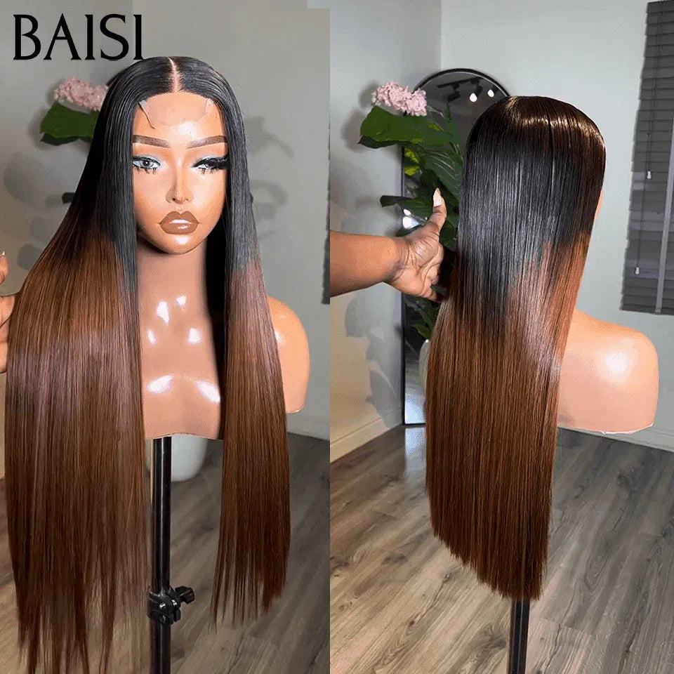 BAISI 2X6 Perruques de Luxe Haute Qualité 250% Densité 100% Vietnam Hair 20 Pouces 189€en Couleur Marron 1BT4# 20 Pouces en 100% Cheveux Humains FR38