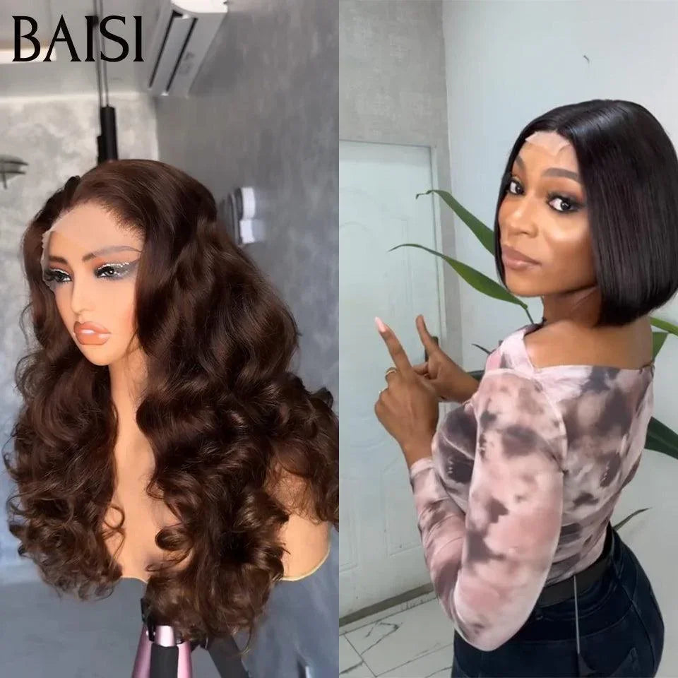 BAISI Lot de 2 perruques Pixie 120 euro ou 2 perruques 209€ 13X4 lace Body wave et 2X6 lace Lisseen 100% vrais cheveux humains MP50