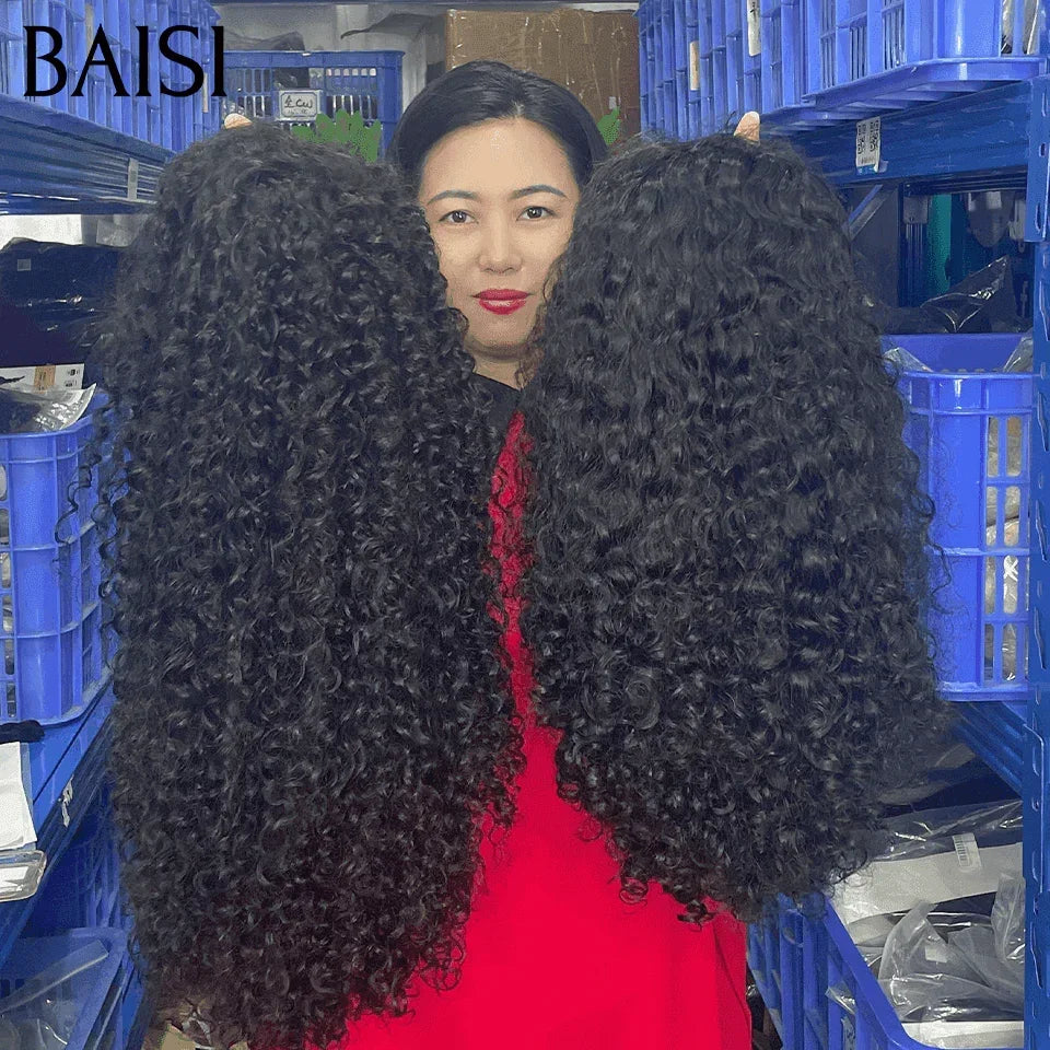 BAISI 4x4 Closure Perruque Curly Bouclée Frisée 16 Pouces 100€ ou 18 Pouces 120€ en 100% Cheveux Humains FR38