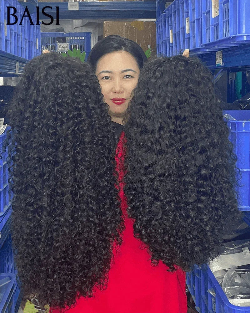 BAISI 4x4 Closure Perruque Curly Bouclée Frisée 16 Pouces 100€ ou 18 Pouces 120€ en 100% Cheveux Humains FR38