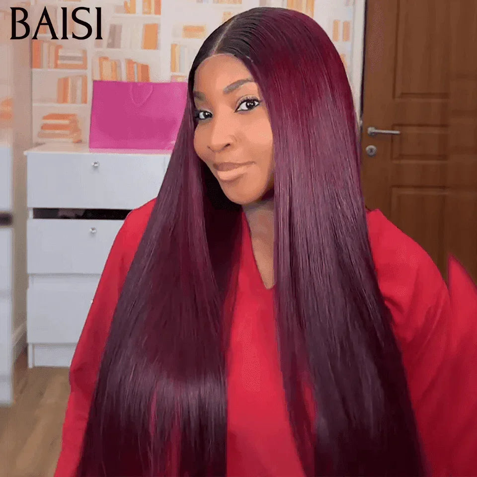 BAISI 2 Perruques 368€ 20 pouce 2X6 lace de luxe 100% Vietnam hair Lisse 2 Couleurs Marron ou 1BT99J en 100% Cheveux Humains
