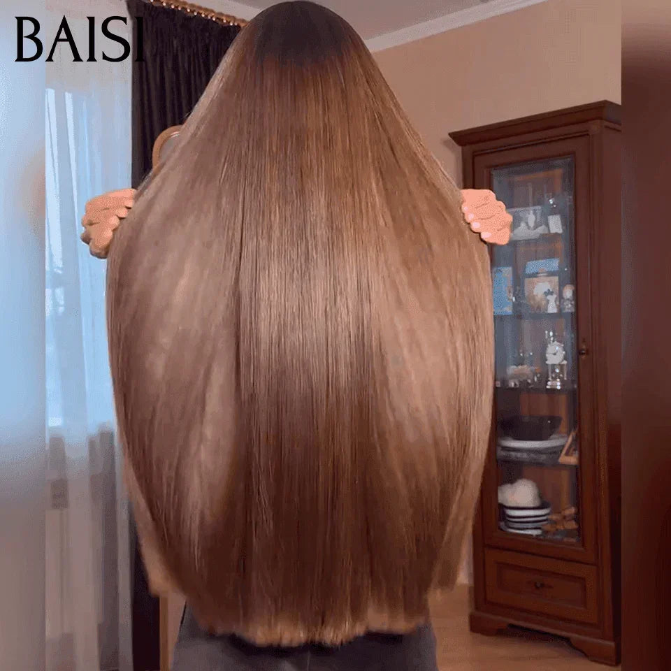BAISI 100% Viêtnam Hair 2X6 169€ de luxe Perruque Marron Lisse BONE Straight 20 Pouces en 100% Cheveux humains FR38