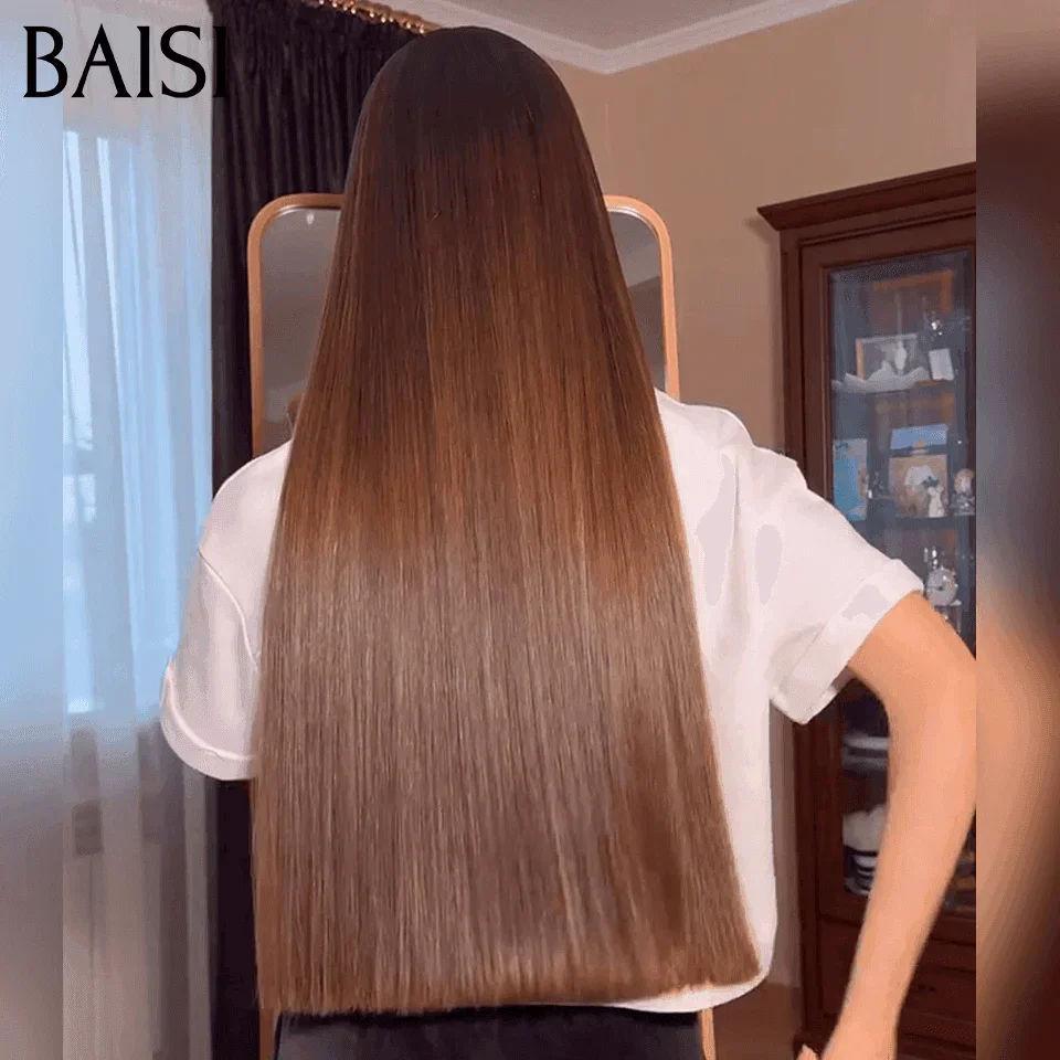 BAISI 100% Viêtnam Hair 2X6 169€ de luxe Perruque Marron Lisse BONE Straight 20 Pouces en 100% Cheveux humains FR38
