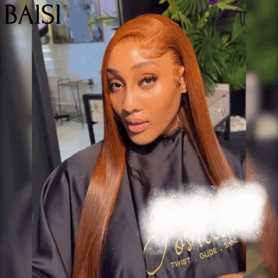 BAISI 13X4 lace Perruque Lisse Gingembre Orange 350# en 100% Cheveux Humains