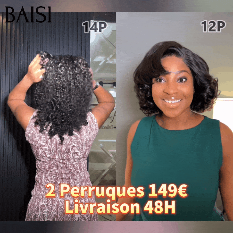 BAISI Perruques 2 parrucche T part ricci pixie e 4X4 curly wave da rivendere Metà prezzo 149€ in 100% veri capelli umani MP50