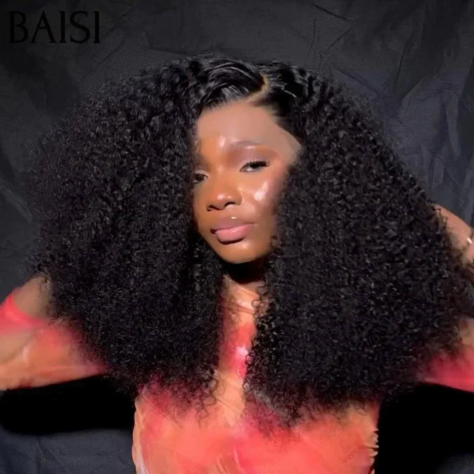 BAISI 3 perucas 199€ renda 2X6 de Luxo Vietnam Hair liso 12 Pouces e 13X4 PRETO 065C 16 pouces e renda 4X4 ondulado cacheado 18 poouces em 100% cabelo humano FR38