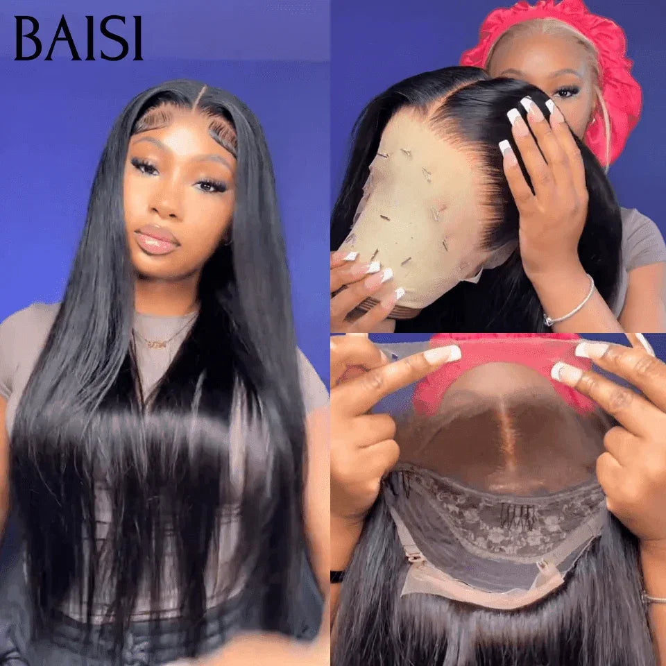 BAISI 13x6 Peruca Frontal Lisa de Alta Gama 200% Densidade PRETO 1B# Entrega em 48h IVA 0€ Em 100% Raw Hair