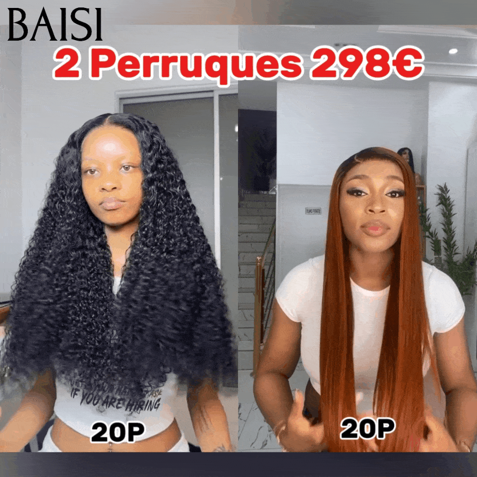 BAISI 6 Perruques en FRANCE 420€ PRIX en promo ou 2 perruques curly et lisse 20 pouces 298€ en 100% vrais cheveux humains