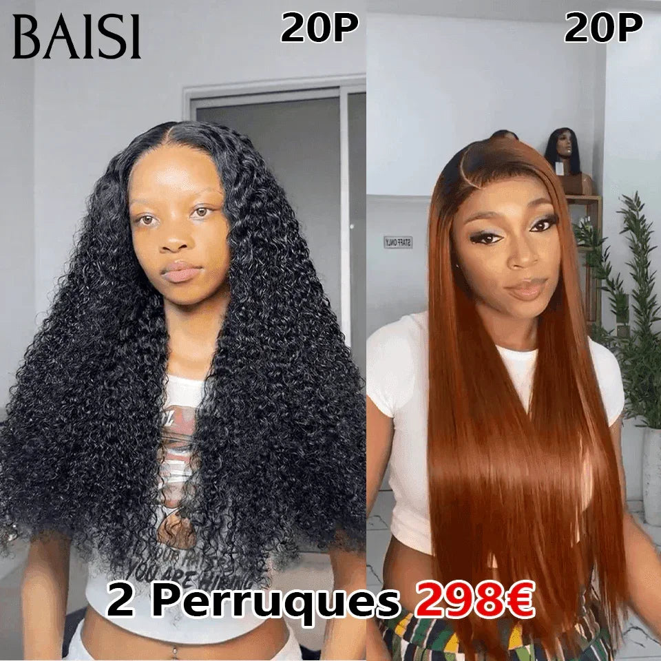 BAISI 6 Perruques en FRANCE 420€ PRIX en promo ou 2 perruques curly et lisse 20 pouces 298€ en 100% vrais cheveux humains