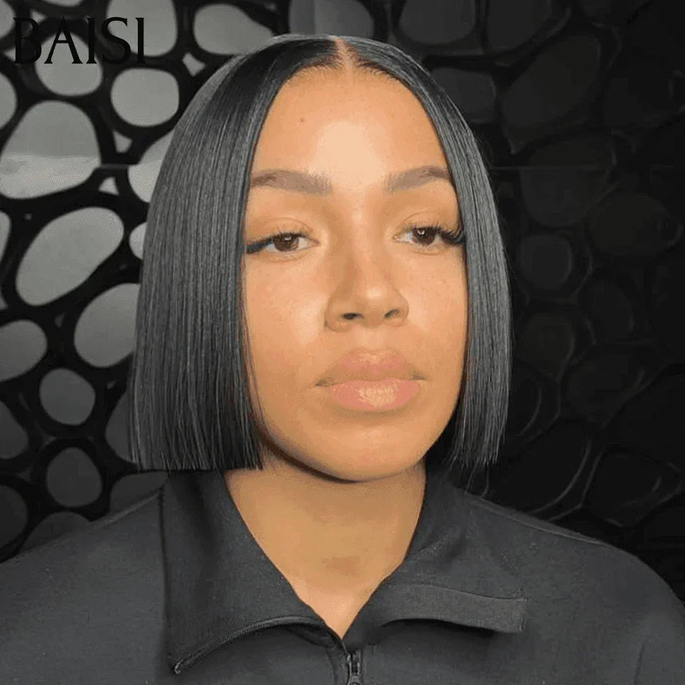 BAISI Achetez 2 perruques minimum au prix d'usine fournisseur Petit Perruque Monica ou 2x6 lace Lisse DE luxe 8 Pouces en 100% Vrais Cheveux Humains (Pas Besoins De Code)