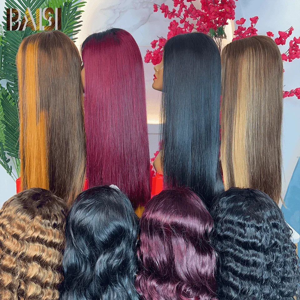 BAISI 4 Perruques SDD BONE STRAIGHT 100% Vietnam hair Lisse pour revendre 400€ Moitié Prix 2X6 lace 30 pouces en 4 Couleurs Bordeaux 1BT99J# et Marron 4/27# et orange 4/350# et noir 1B# DE luxe 250% densité en 100% vrais cheveux humains MP50