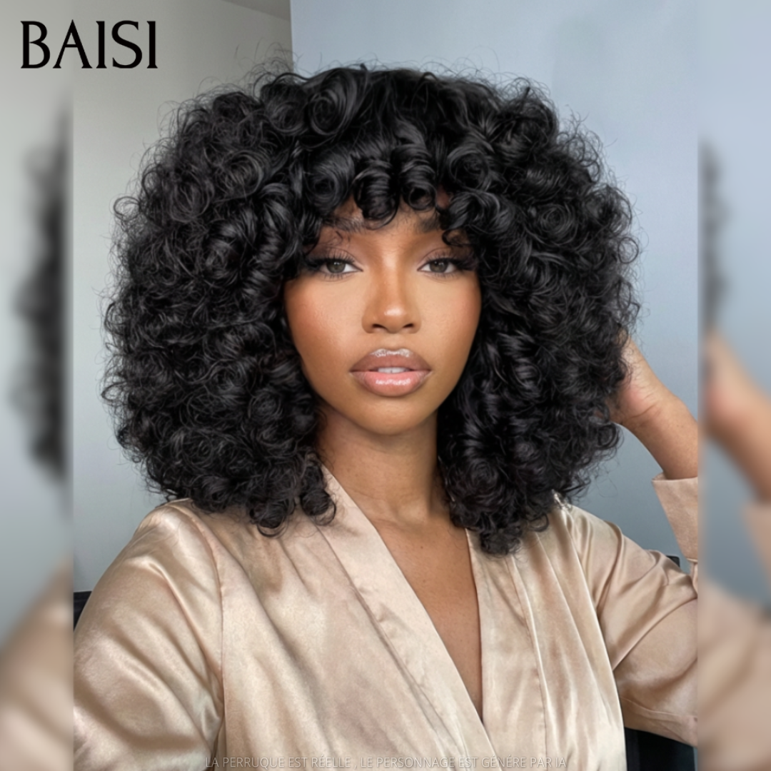 BAISI PERRUQUE Egg Wave AVEC FRANGE Promo 75€ Sans Colle Prêt à porter FABRIQUÉ À LA MACHINE 100% Cheveux Humains