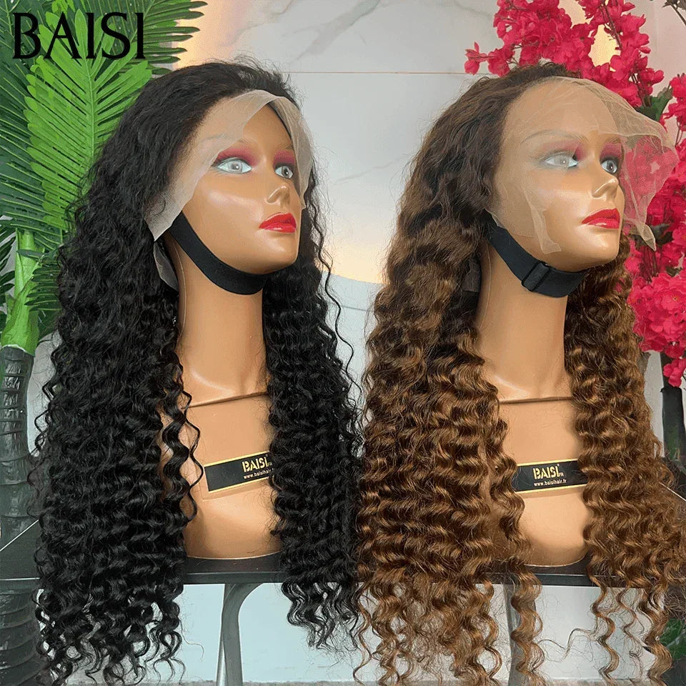 BAISI 2 Perruques 400€ 24 pouce 13X4 lace deep wave en Couleurs NOIR ou 4T30# en 100% Cheveux Humains FR38