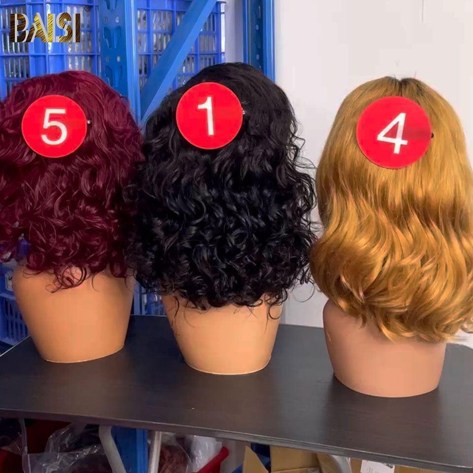 BAISI 13x4 Frontal Peruca de Luxo Bouncy Curl Bordeaux 16 polegadas / preto encaracolado 16 polegadas / mel 12 polegadas 065C Cabelo Vietnam ou Caracol 79€ 300% densidade mais de 20 anos de utilização FR38