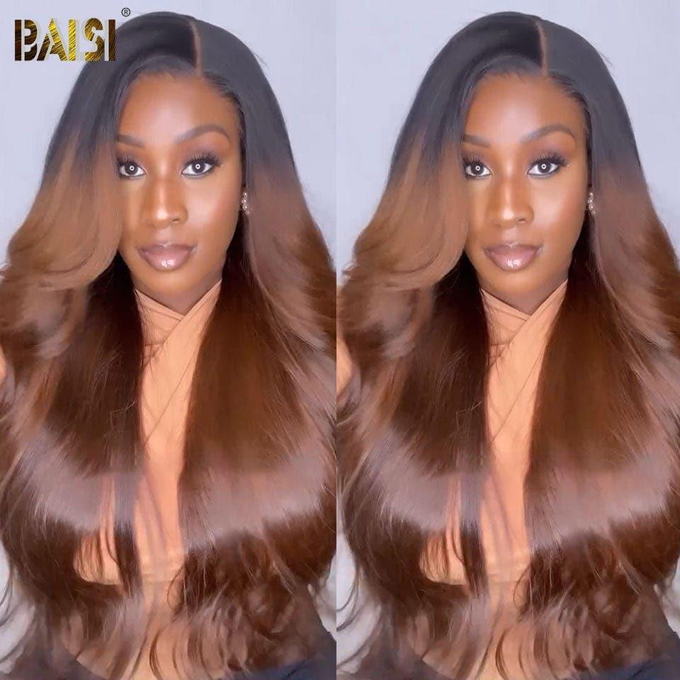 BAISI Achetez 2 perruques minimum au prix d'usine fournisseur 13x4 Frontal Perruque Body Wave 20 pouce 159€ en Marron #1B4 Pré-plucked Pas Besoin de Colle en 100% Raw Hair