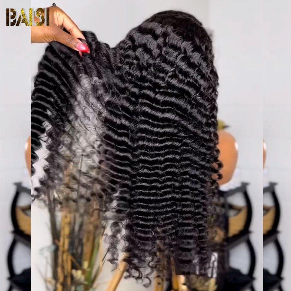 BAISI Bouclé Natural Wave 13x4 Densité 250% avec frontale Perruque de luxe haute de gamme plus de 10 ans d' utilisation