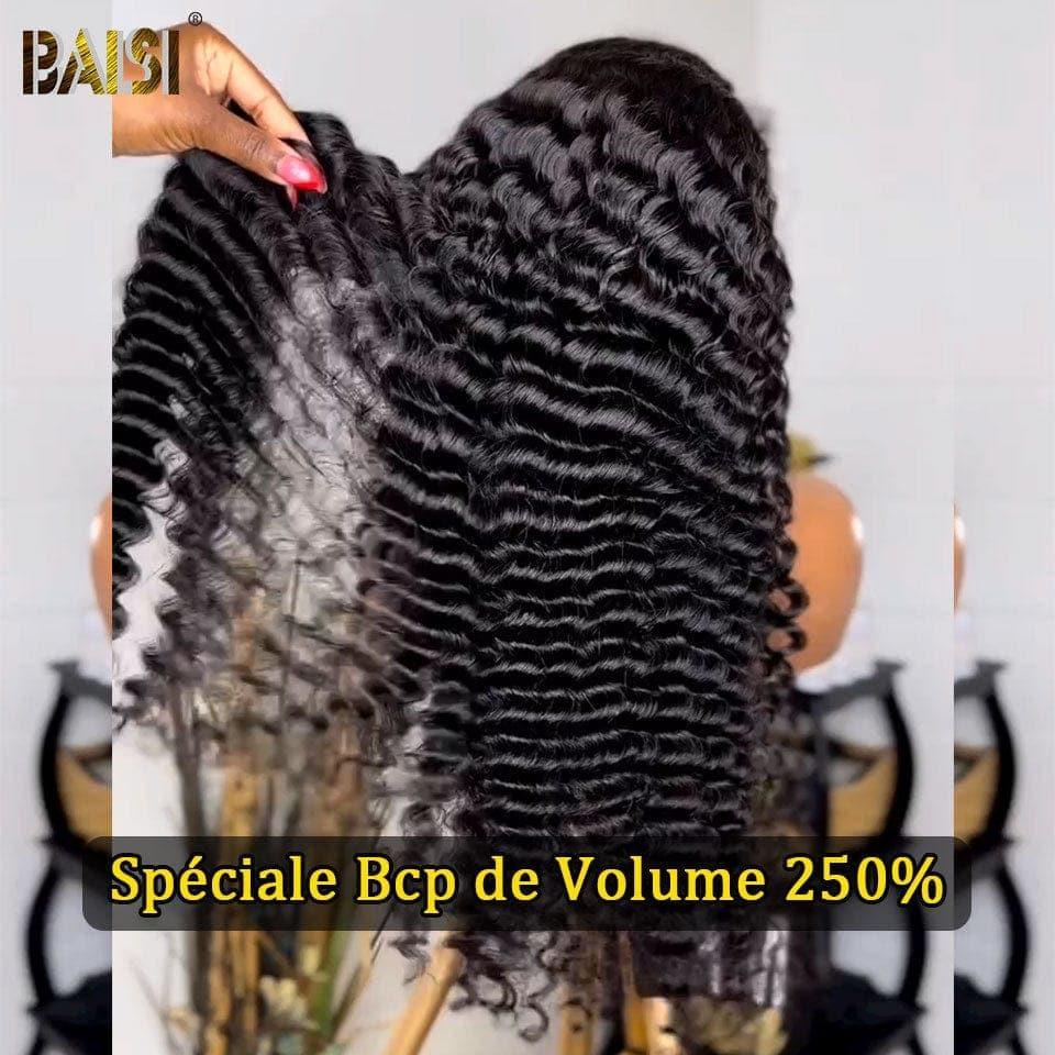 BAISI Bouclé Natural Wave 13x4 Densité 250% avec frontale Perruque de luxe haute de gamme plus de 10 ans d' utilisation