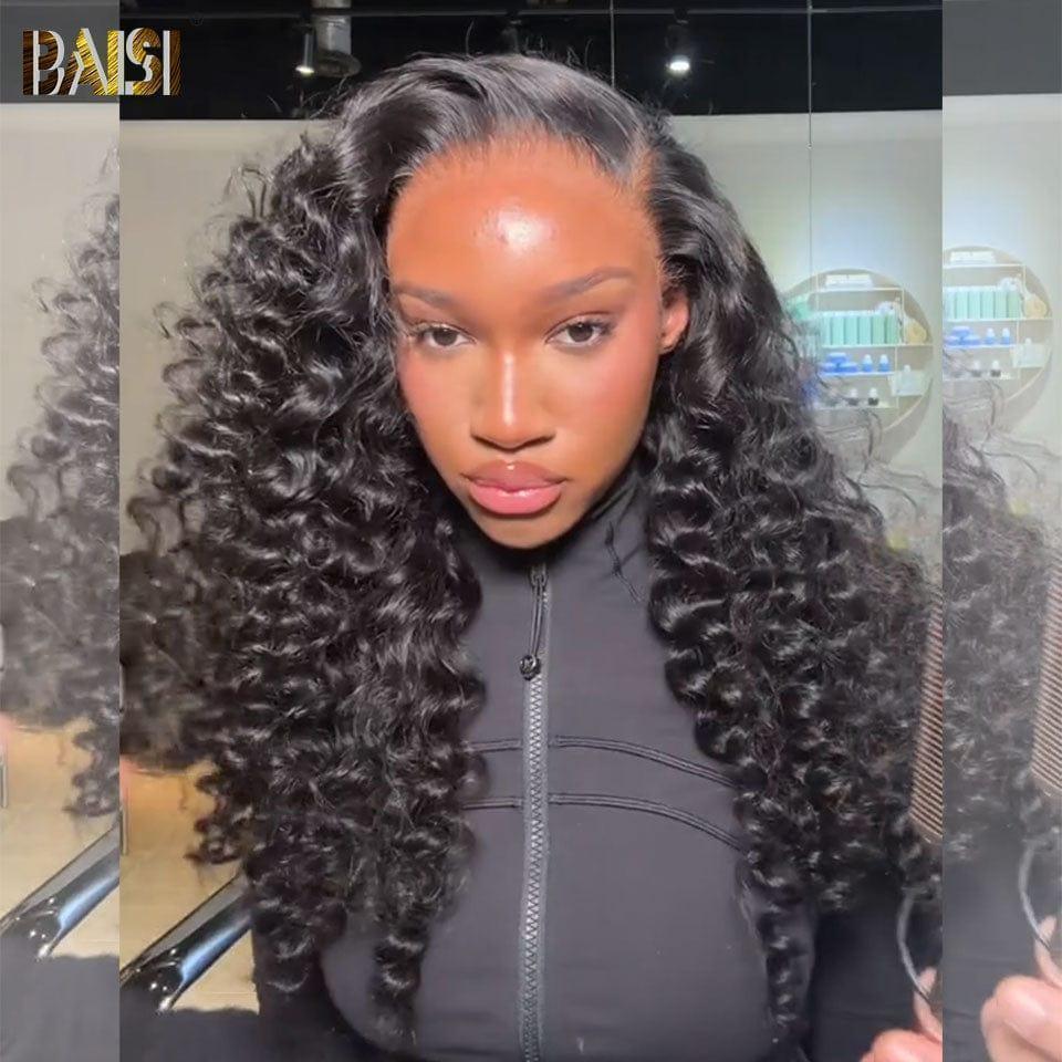 BAISI Perruque Naturelle En Lace Frontal Natural Wave En 100% Cheveux Humains