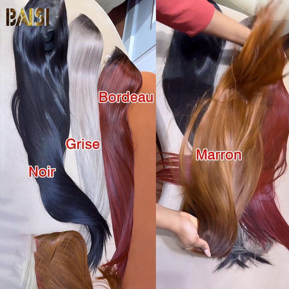 BAISI 13X4 Peruca Lisa Frontal em Preto 20 Polegadas 109€ e 4 cores: preto, cinzento, bordeaux ou castanho 30 Polegadas em 100% cabelo humano verdadeiro