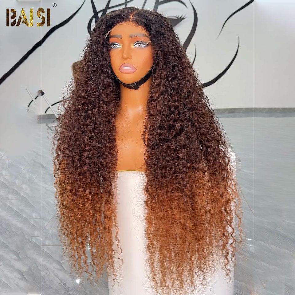 BAISI 13x4 Frontal Lace Perruque Deep wave En Couleur Marron #4#30 En 100% Cheveux Humains