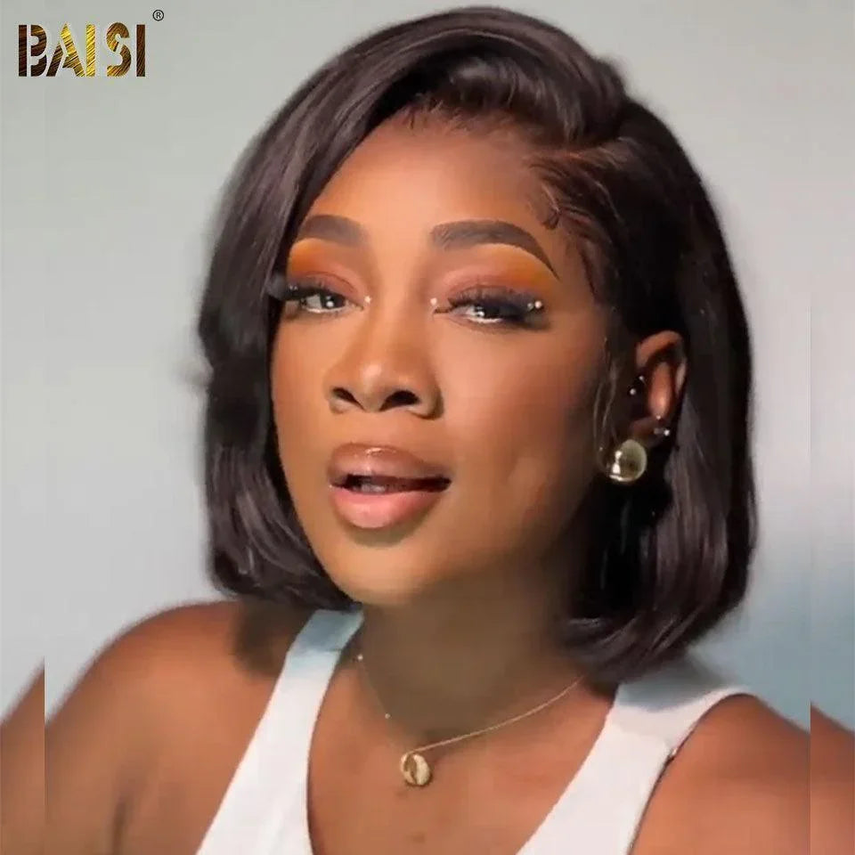 BAISI Pixie sans Colle perruque chioma 48€ ou Frontale 13x4 lace tranparente 8 Pouce lisse Noir naturel 78€ D