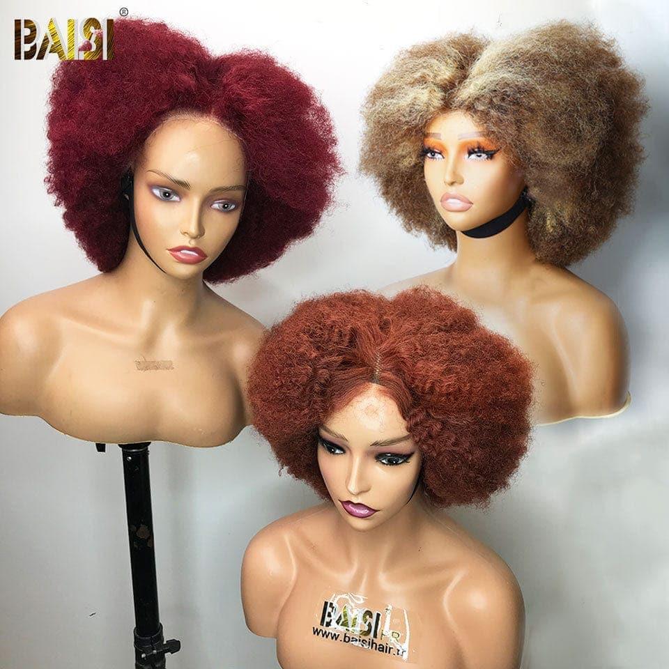 BAISI 13x4 Afro BCP Wig in Colors Pre-Plucked No Glue Needed in 100% Raw Hair Lace Already Cut