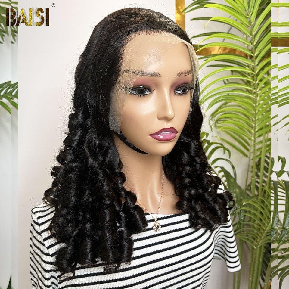 BAISI 13X4 Luxury Egg Curl A1 Wigs Made by double drawn virgin hair strands volume 300% density over 20 years of use SL030902
