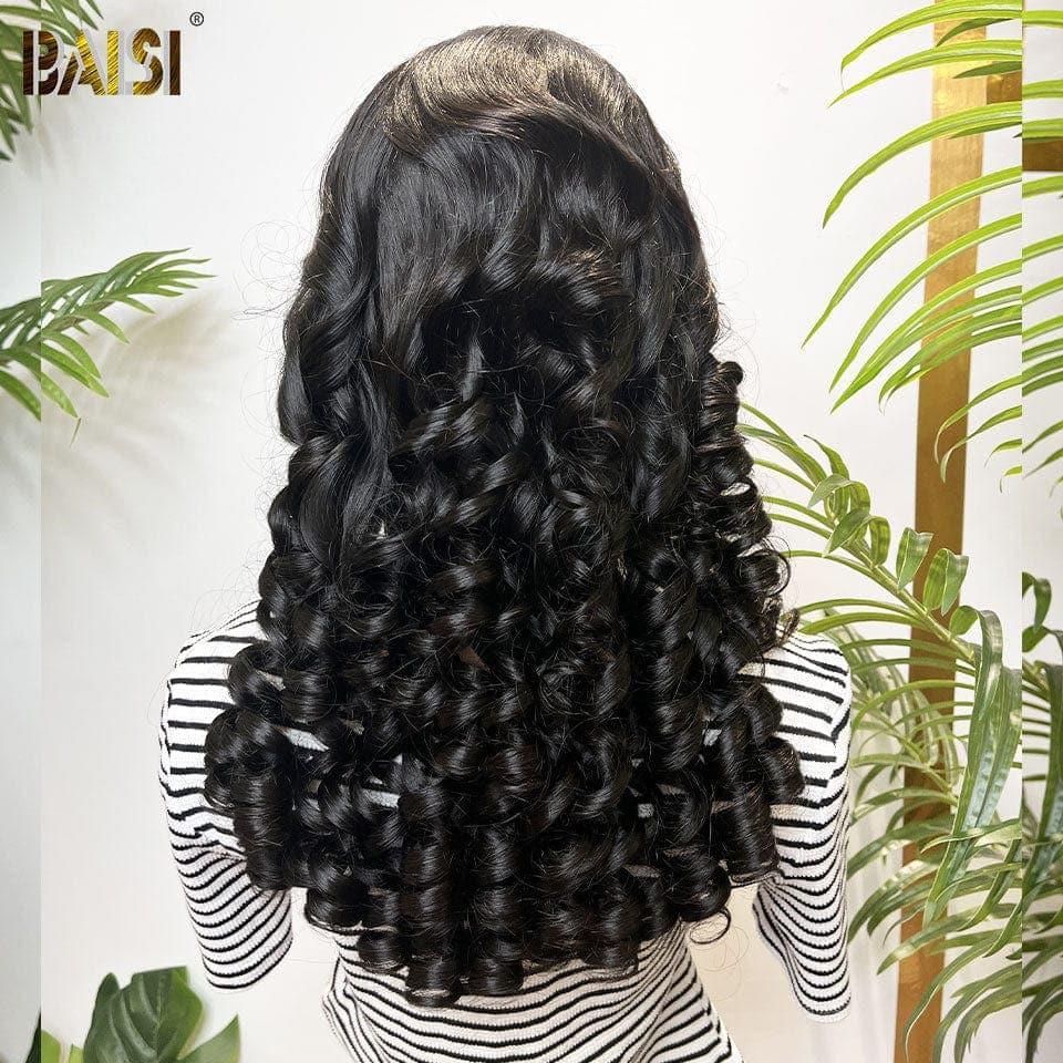 BAISI 13X4 Luxury Egg Curl A1 Wigs Made by double drawn virgin hair strands volume 300% density over 20 years of use SL030902