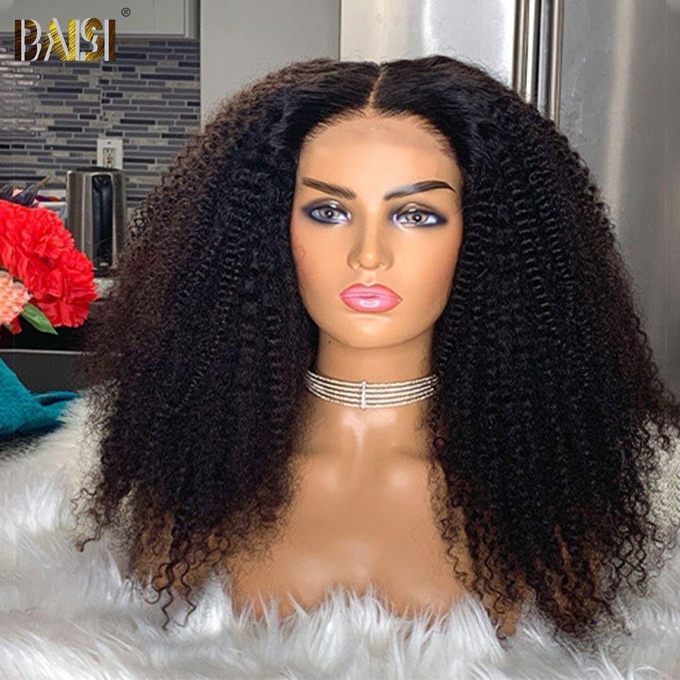 BAISI Perruque Naturelle En Lace Frontal Kinky Curly En 100% Cheveux Humains
