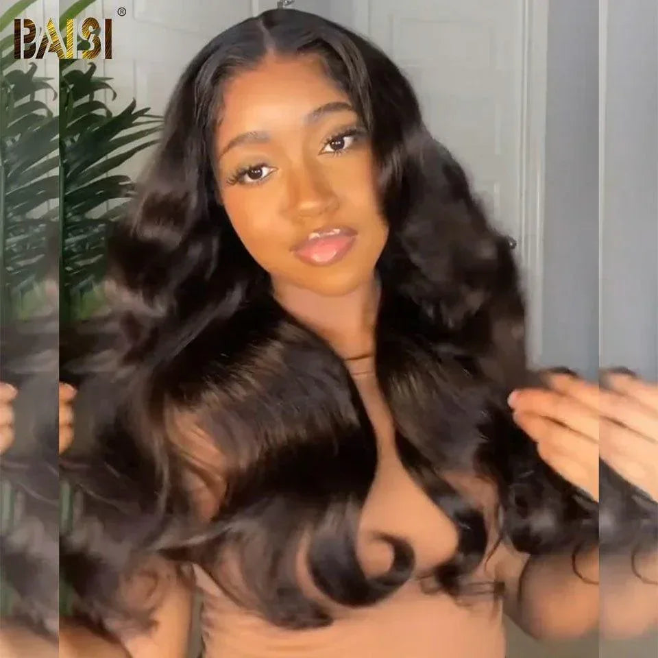 BAISI 13x6 Frontal Perruque Body Wave Pré-plucked Pas Besoin de Colle en 100% Raw Hair Lace déjà couper