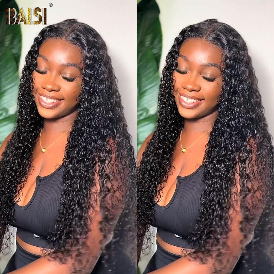 BAISI 13x4 Frontal Perruque Curly Pré-plucked Pas Besoin de Colle en 100% Raw Hair Lace déjà couper