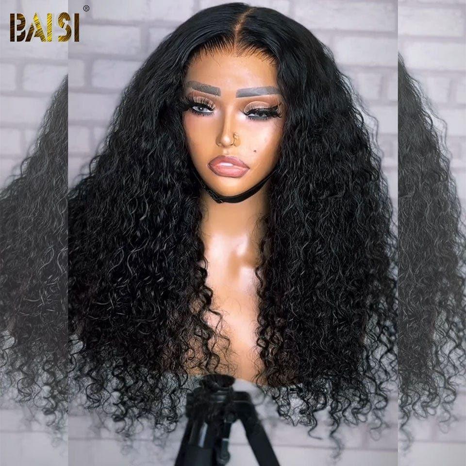 BAISI 13x6 Frontal Perruque Curly 18 Pouce 179€ Pré-plucked Pas Besoin de Colle en 100% Raw Hair Lace déjà couper B