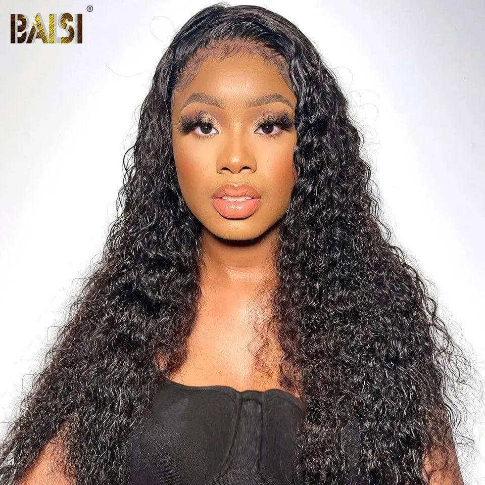 BAISI 13x6 Frontal Perruque Curly 18 Pouce 179€ Pré-plucked Pas Besoin de Colle en 100% Raw Hair Lace déjà couper B