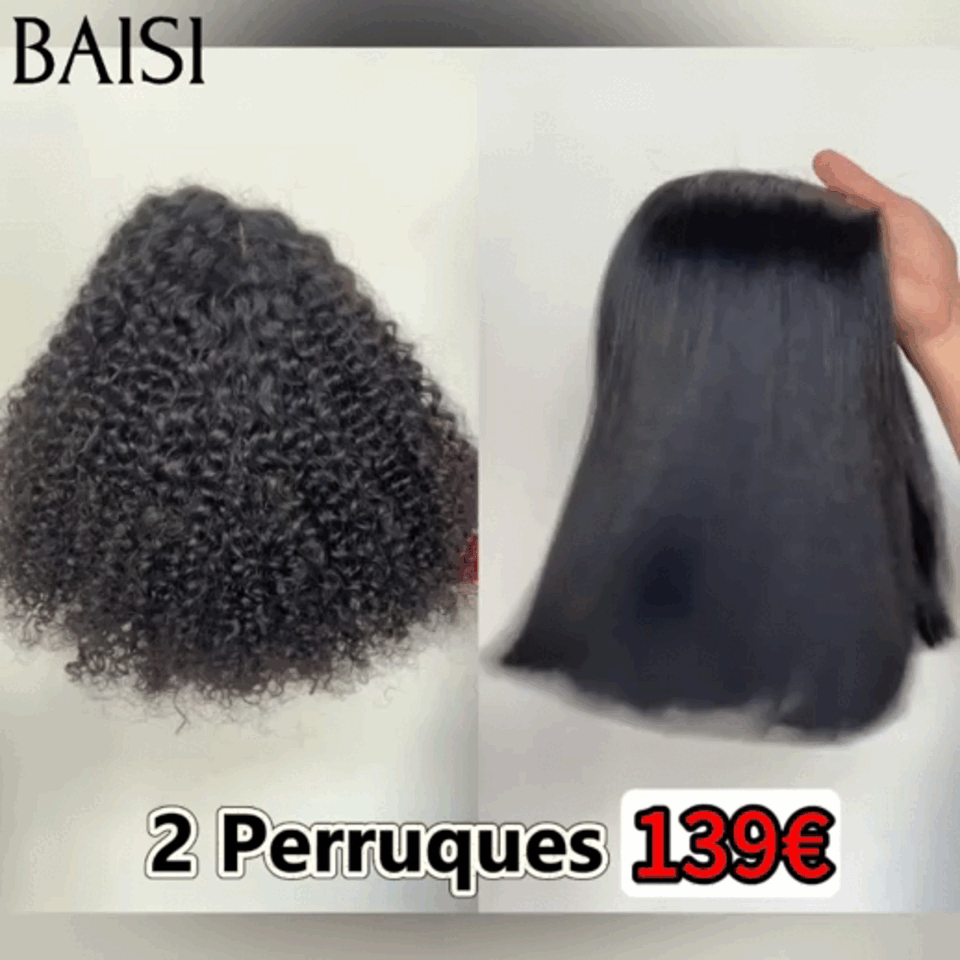 BAISI Promo Limitata 2 parrucche 139€ T-part riccia a onde e 2x6 lace lisce 8 Pollici in 100% veri capelli umani