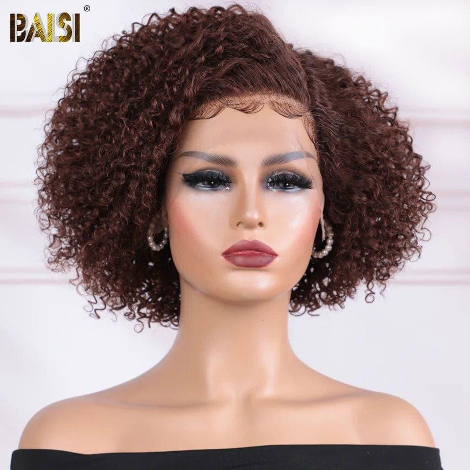 BAISI 13X4 Pixie Frontal Wig Curly Wave 6 Inch €49 or Kinky Curly Bob 8 Inch in Colors, 100% Human Hair