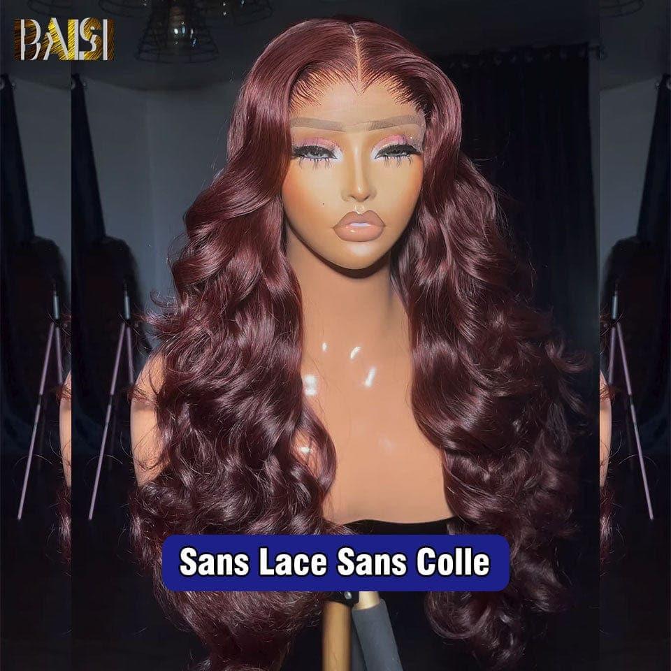 BAISI Compre 2 perucas mín. ao preço de fábrica em França, IVA 0€, entrega 48H, 13x4 Lace Frontal, Body Wave, highlights Bordeaux, vermelho vivo, sem cola, já cortada, fácil de usar, 100% cabelo humano (sem código)