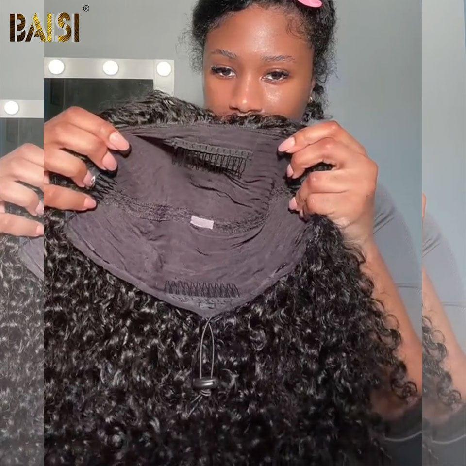 BAISI Parrucca mezza testa con clip extension capelli 16 Pouce 139€ Colore Nero Afro Riccio 100% capelli umani B BS120