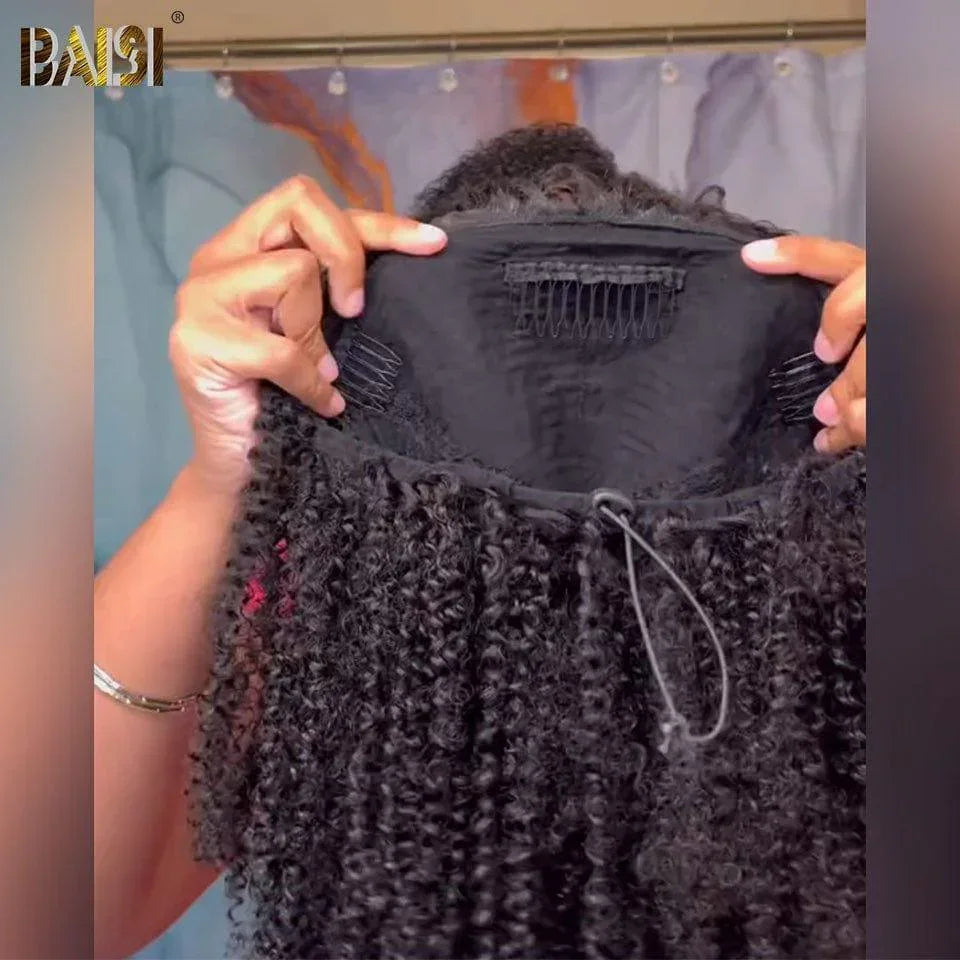 BAISI Peruca meia cabeça com clips hair extension 16 Pouce 169€ Em cor preto Afro Curly em 100% cabelo humano