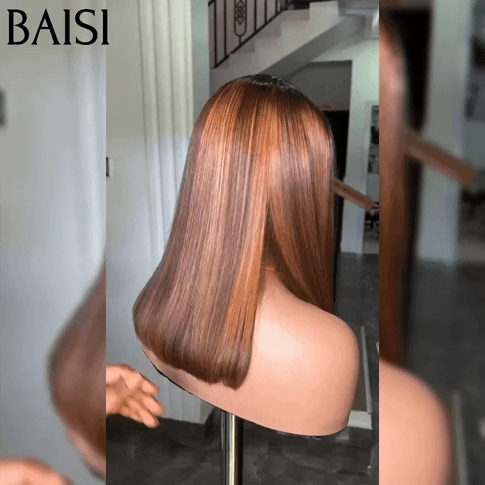 Parrucca di lusso diritta BAISI 2X6 1B4/30# CAPELLI VIETNAM AL 100% 250% ad alta densità in capelli umani al 100%