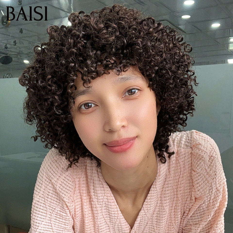 BAISI 2 Perruques au Choix Pixie Curly 10Pouces Raw Hair Sans Lace 79€ Ou Perruque Longue 40 pouces en Lace Frontal 13x4 En Blended Hair 99€ Promotion Moitié Prix Code MP50