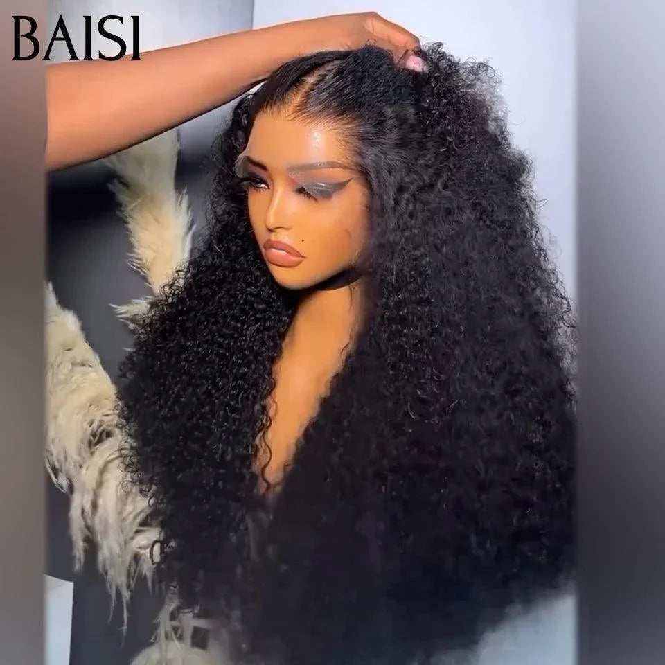 BAISI Natal PROMO Peruca Lace Front Curly com 300% de densidade, metade do preço, em 100% cabelo humano MP50