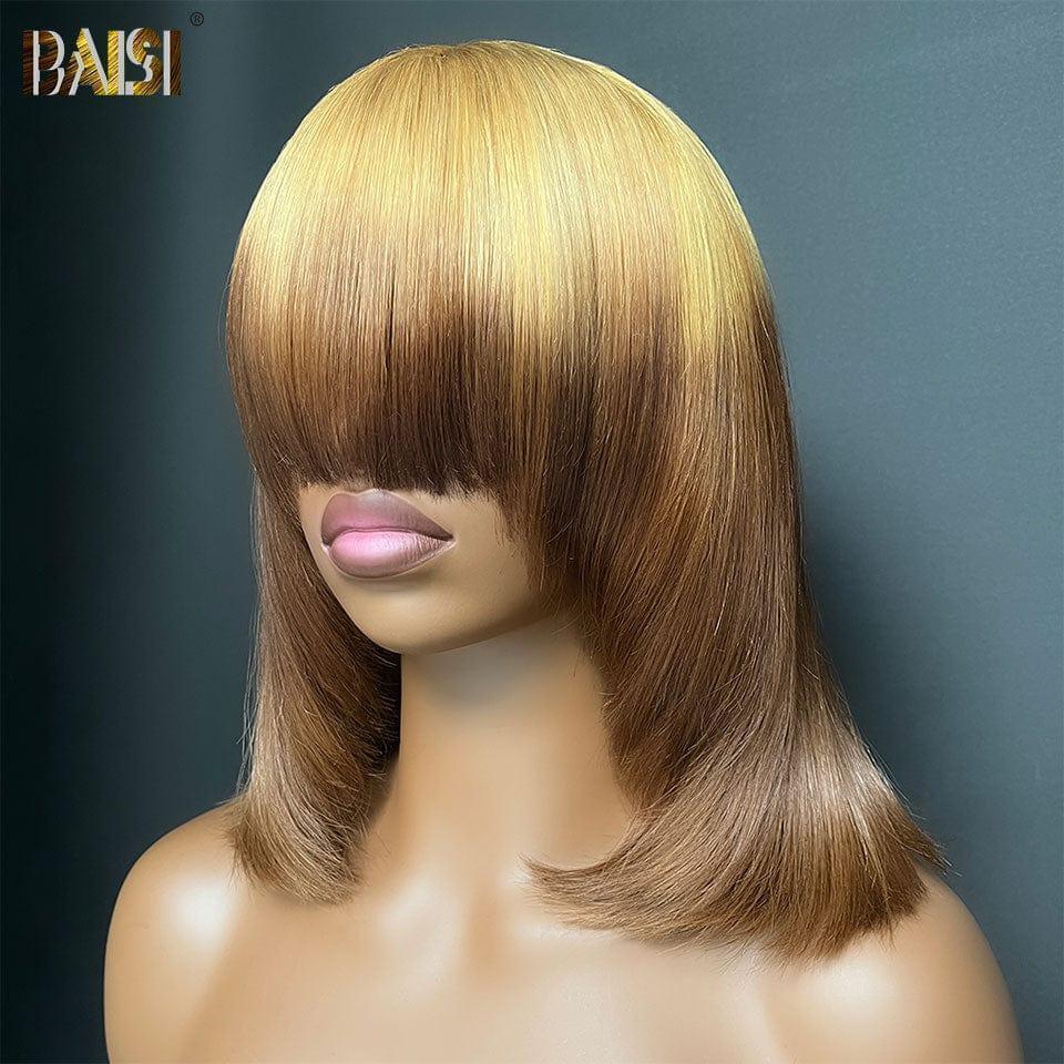 BAISI Peruca lisa COM FRANJA 100€ na cor castanho com raiz mel 27#T4# densidade 300% mais de 20 anos de utilização
